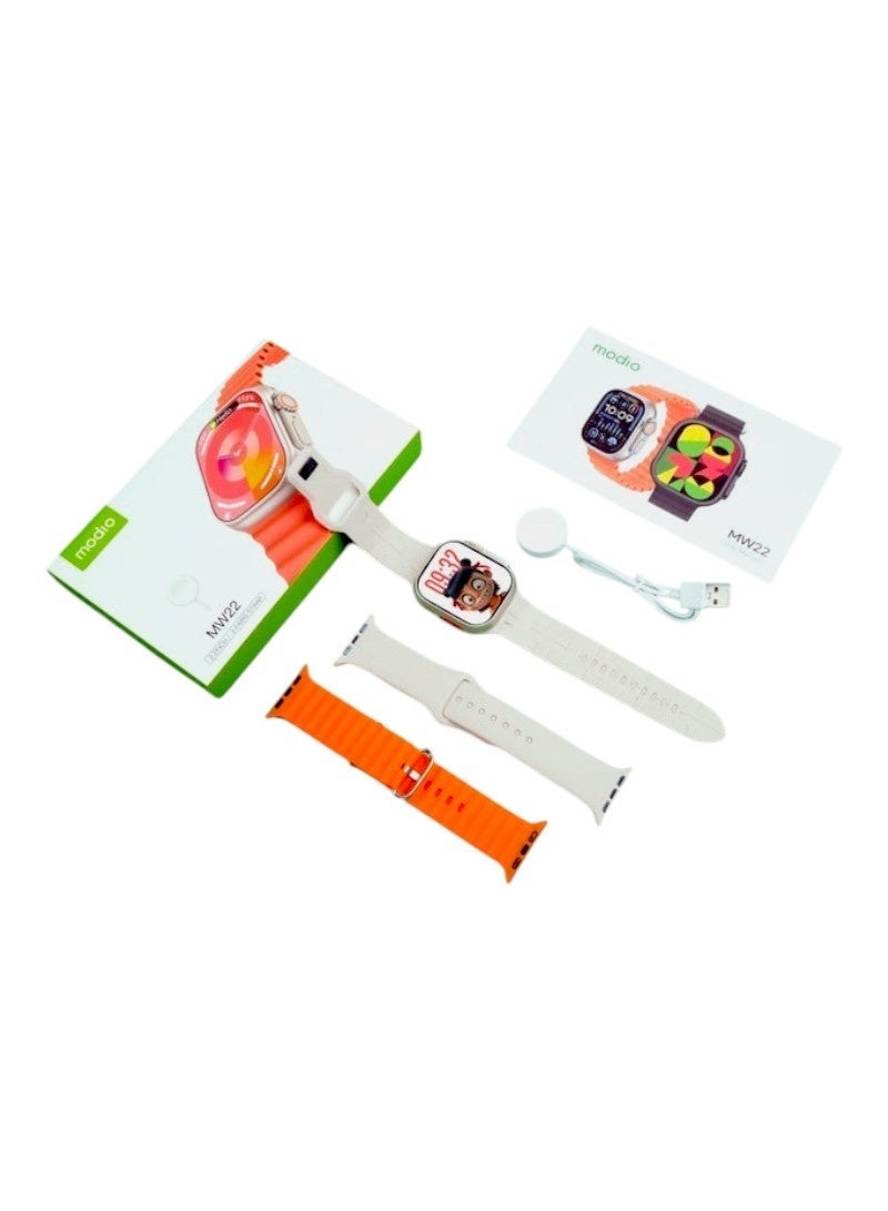 Modio MW22 Smart Watch with 2.2 Inch Full Screen, Supports Health Tracking Features and Sports Modes, Supports Smart Notifications and Alerts, Powerful Battery, Stylish and Modern Design, 3 Straps Attached to Switch - Image 5